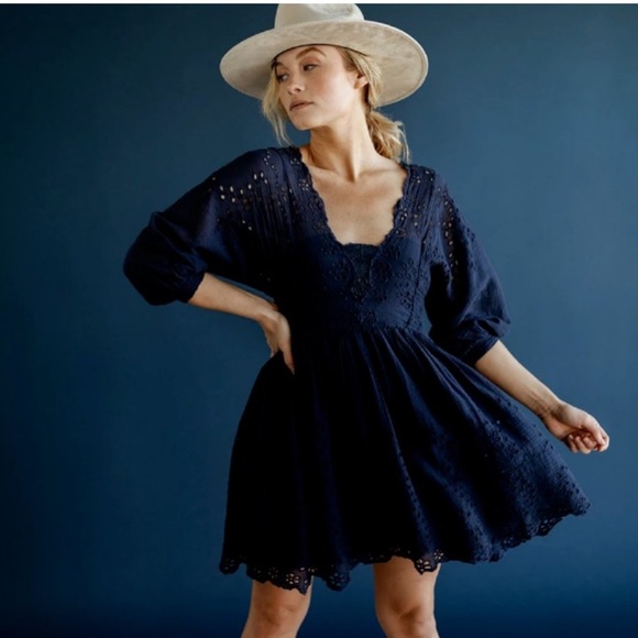 Free People Dresses & Skirts - Free people Lottie mini eyelet embroidered dress